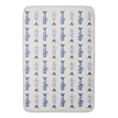 Coastal Style Blue Fish Pattern Shower Curtain バスマット (正面縦)