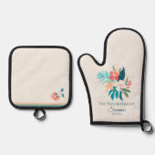 Coastal Summer Floral Citrus 鍋つかみ&鍋敷きセット (正面)