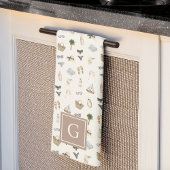 Coastal Summer Getaway Monogram キッチンタオル