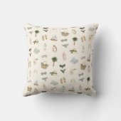 Coastal Summer Getaway Neutral Watercolor Pattern クッション (裏面)