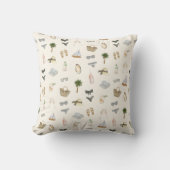Coastal Summer Getaway Neutral Watercolor Pattern クッション (正面)
