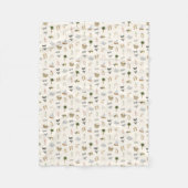 Coastal Summer Neutral Watercolor Pattern フリースブランケット (正面)