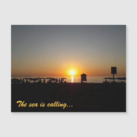 Coastal Summer Sunset Silhouette Magnetic Card (正面)