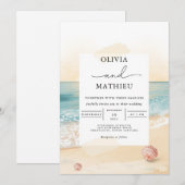 Coastal Sunset Beach Wedding 招待状 (正面/裏面)