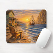 Coastal Sunset Sailing Mouse Pad マウスパッド (マウス)