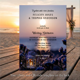 Coastal Sunset Winter Wedding Invitation 招待状