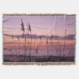 Coastal Sunset with Sea Oats スローブランケット