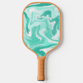 Coastal Teal and White Pickleball Paddle ピックルボールラケット