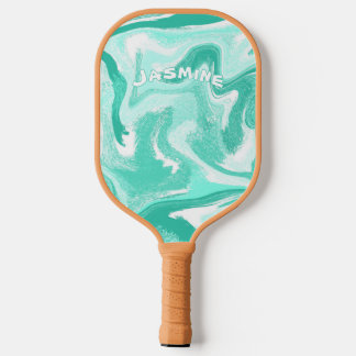 Coastal Teal and White Pickleball Paddle ピックルボールラケット