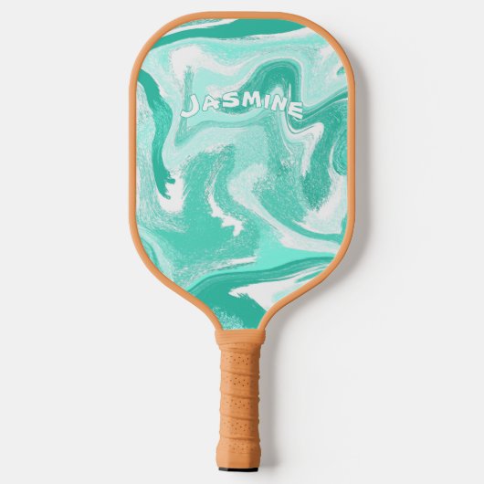 Coastal Teal and White Pickleball Paddle ピックルボールラケット (裏面)