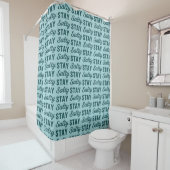 Coastal Teal Blue Stay Salty Graphic Beach Decor  シャワーカーテン (インサイチュ)