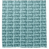 Coastal Teal Blue Stay Salty Graphic Beach Decor  シャワーカーテン (正面)
