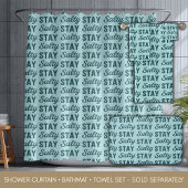 Coastal Teal Blue Stay Salty Graphic Beach Decor バスタオルセット