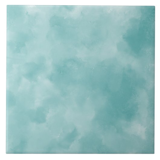 Coastal Teal Blue Watercolor Backsplash タイル (正面)