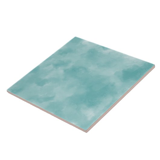 Coastal Teal Blue Watercolor Backsplash タイル (側面)