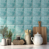 Coastal Teal Blue Watercolor Backsplash タイル