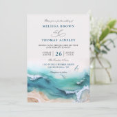 Coastal the Beach Destination QR Code Wedding 招待状 (スタンド正面)