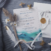 Coastal the Beach Destination QR Code Wedding 招待状