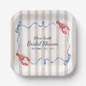Coastal Theme She's a Catch Lobster Bridal Shower ペーパープレート (正面)