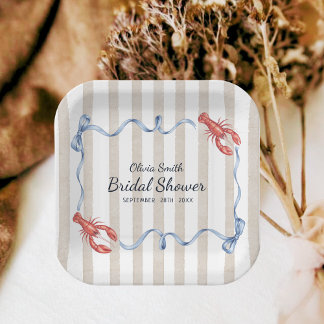 Coastal Theme She's a Catch Lobster Bridal Shower ペーパープレート
