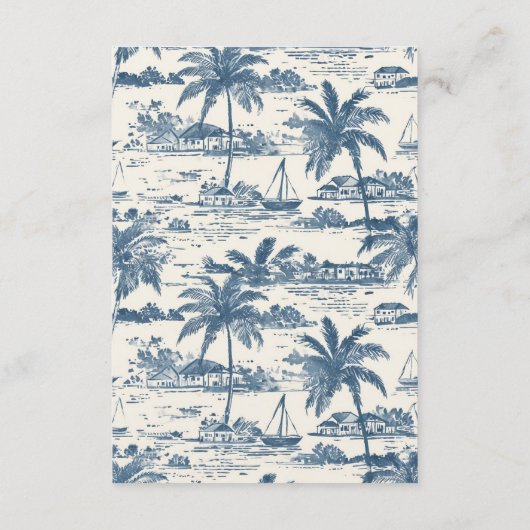 Coastal Toile Classic Script Dusty Blue  出欠カード (裏面)
