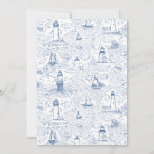 Coastal Toile Lighthouse Blue Wedding 招待状 (裏面)