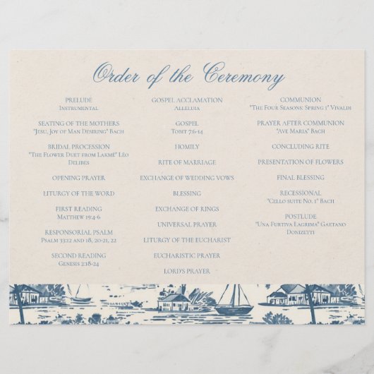 Coastal Toile Nautical Pattern Wedding Ceremony チラシ (正面)