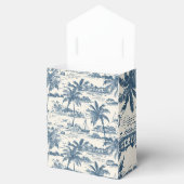 Coastal Toile Pattern Dusty Blue Wedding フェイバーボックス (オープン)