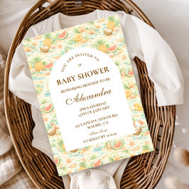 Coastal Tropical Fruits Baby Shower 招待状