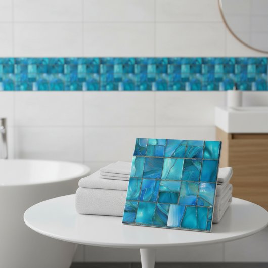 Coastal Turquoise Glass Mosaic タイル