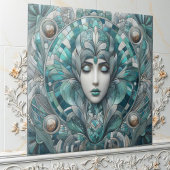 Coastal Underwater Blue Ocean Aquamarine Mermaid  タイル