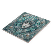 Coastal Underwater Blue Ocean Aquamarine Mermaid  タイル (側面)