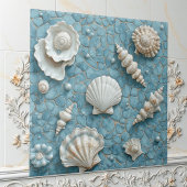 Coastal Underwater Seashell Blue Ocean Aquamarine  タイル
