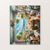 Coastal Veranda Beach Paradise Summertime Scene ジグソーパズル (縦)