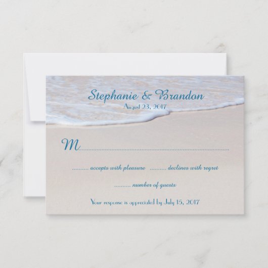 Coastal Vowsビーチと海結婚の返信カード 出欠カード (正面)