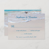 Coastal Vowsビーチと海結婚の返信カード 出欠カード (正面/裏面)
