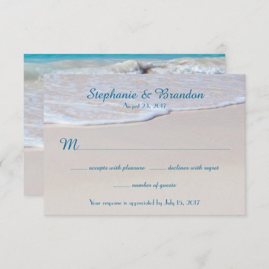 Coastal Vowsビーチと海結婚の返信カード 出欠カード (正面/裏面)