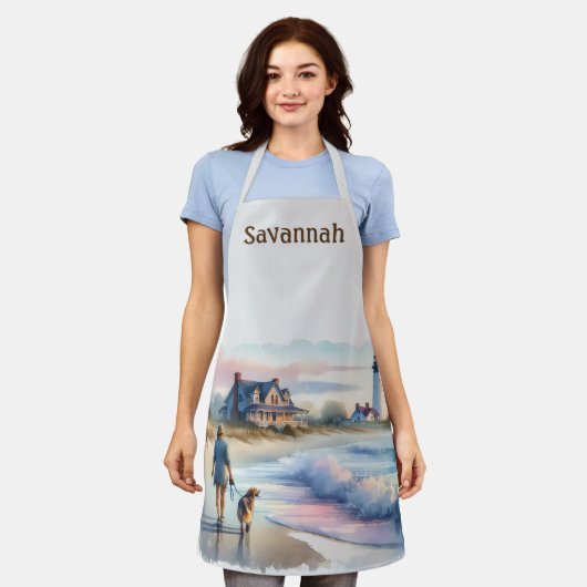 Coastal Walk to Lighthouse at Sunset エプロン (着用した状態)