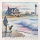 Coastal Walk to Lighthouse at Sunset ガラスコースター (正面)