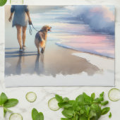 Coastal Walk to Lighthouse at Sunset キッチンタオル (折り畳み)