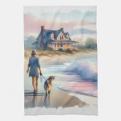 Coastal Walk to Lighthouse at Sunset キッチンタオル (縦)