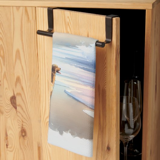 Coastal Walk to Lighthouse at Sunset キッチンタオル (三つ折り)