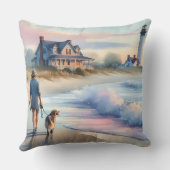 Coastal Walk to Lighthouse at Sunset クッション (裏面)