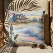 Coastal Walk to Lighthouse at Sunset クッション