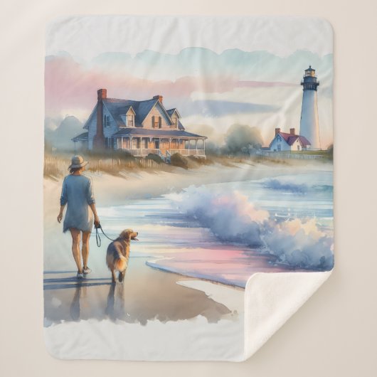 Coastal Walk to Lighthouse at Sunset シェルパブランケット (正面)