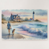 Coastal Walk to Lighthouse at Sunset ジグソーパズル (横)