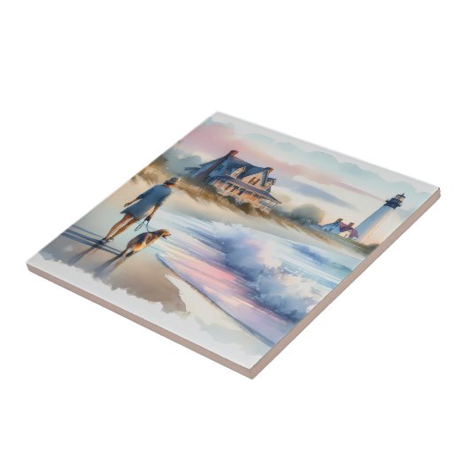 Coastal Walk to Lighthouse at Sunset タイル (側面)