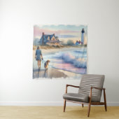 Coastal Walk to Lighthouse at Sunset タペストリー (インサイチュ)