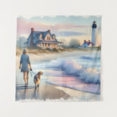 Coastal Walk to Lighthouse at Sunset タペストリー (正面)