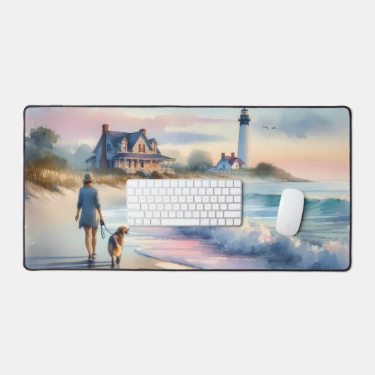 Coastal Walk to Lighthouse at Sunset デスクマット (キーボード&マウス)